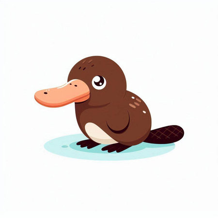 Cute cartoon duck isolated on a white background. Vector illustration.のイラスト素材