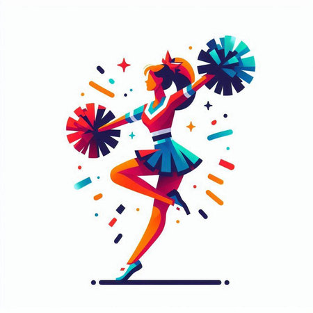 Cheerleader in the form of a ballerina. Vector illustration.のイラスト素材