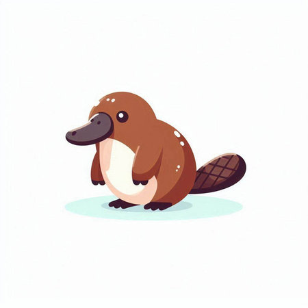 Cute little platypus in cartoon style. Vector illustration.のイラスト素材