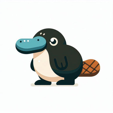 Cute cartoon penguin on white background. Vector illustration in flat style.のイラスト素材