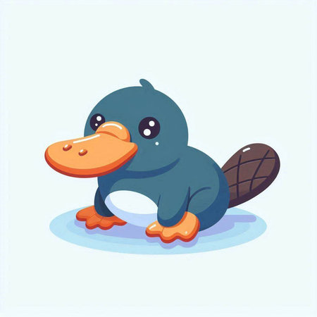 Cute cartoon duck. Vector illustration of a cute little duck.のイラスト素材