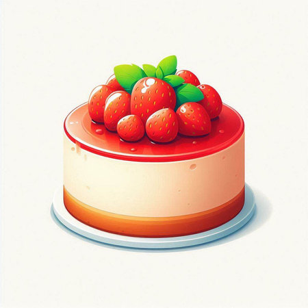 Strawberry cake on a white background. Vector illustration. EPS 10のイラスト素材
