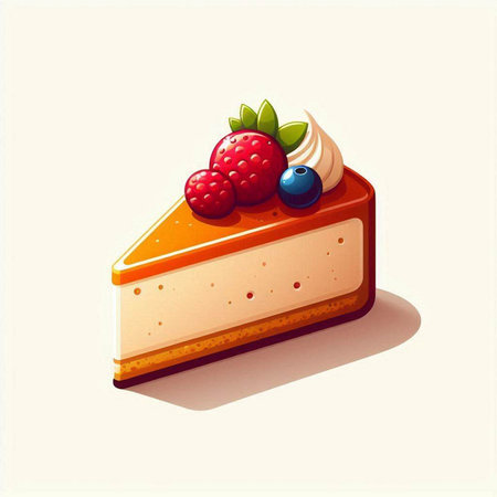 Piece of cake with berries on a white background. Vector illustration.のイラスト素材