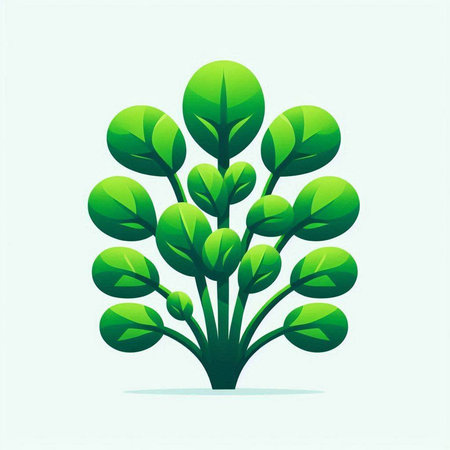 Ecology concept. Green tree with green leaves. Vector illustration.のイラスト素材