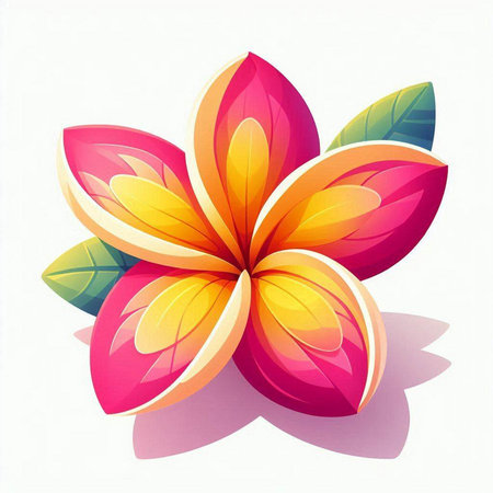 illustration of colorful frangipani flower on white background.のイラスト素材