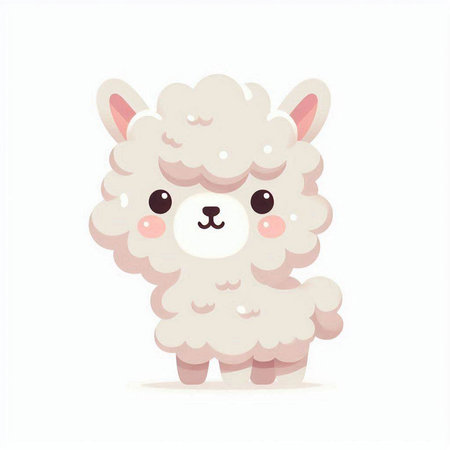 Cute cartoon alpaca isolated on white background. Vector illustration.のイラスト素材