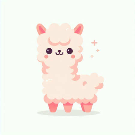 Cute cartoon alpaca. Vector illustration isolated on white background.のイラスト素材