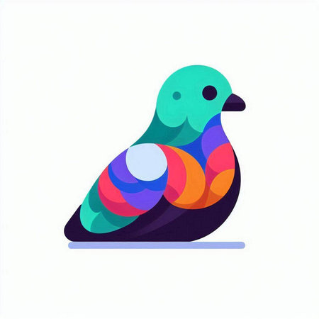 Pigeon. Colorful bird isolated on white background. Vector illustration.のイラスト素材