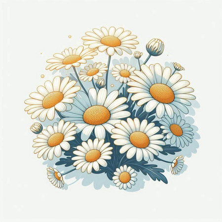 Vintage chamomile flowers bouquet. Vector illustration.のイラスト素材
