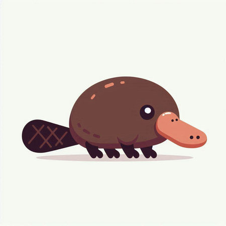 Cute cartoon platypus on white background. Vector illustration.のイラスト素材