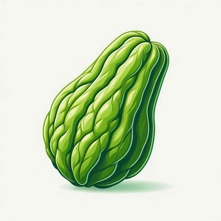 Illustration of a fresh chayote on a white background.のイラスト素材