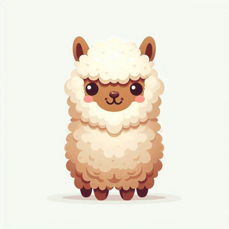 Cute cartoon alpaca. Vector illustration on white background.のイラスト素材