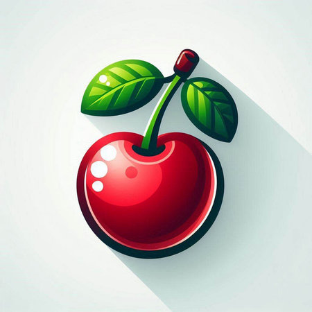 Cherry icon with long shadow, flat design. Vector illustration.のイラスト素材