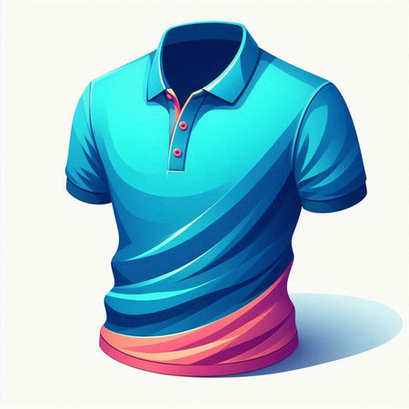 Illustration of a blue polo shirt on a white background.のイラスト素材