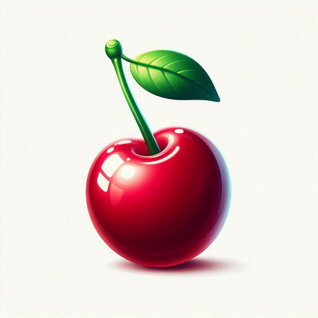 Red cherry on a white background. Vector illustration. Isolated.のイラスト素材