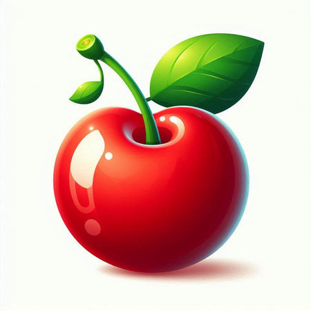 Red cherry on a white background. Vector illustration. Eps 10.のイラスト素材