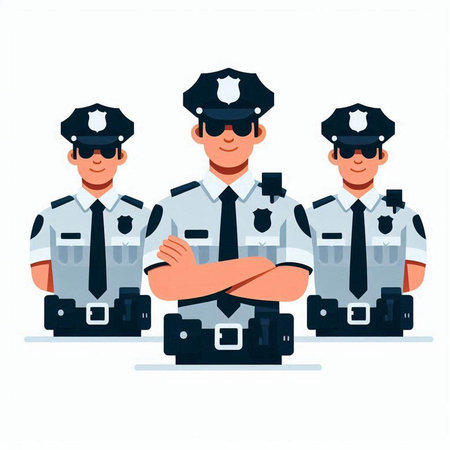 Police officers. Policeman in uniform. Vector illustration in flat styleのイラスト素材