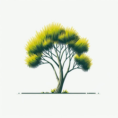 Illustration of a green olive tree isolated on a white background.のイラスト素材
