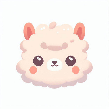 Cute cartoon sheep. Hand drawn vector illustration. Isolated on white background.のイラスト素材