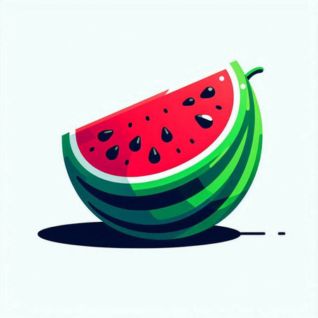 Illustration of fresh watermelon on white background, vector illustration.のイラスト素材
