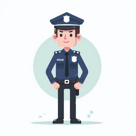Policeman in uniform. Vector illustration in a flat style.のイラスト素材