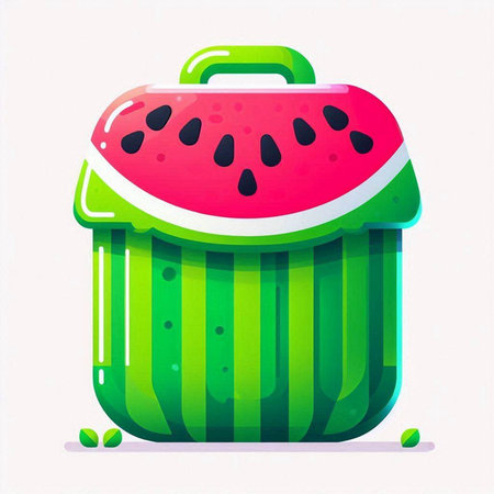 Watermelon in the form of a trash can. Vector illustration.のイラスト素材