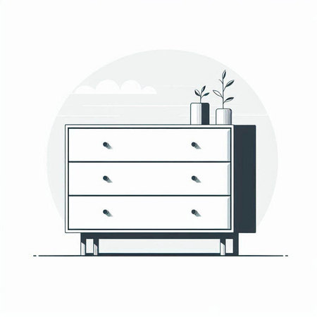 Vector illustration of a wooden chest of drawers in flat style.のイラスト素材