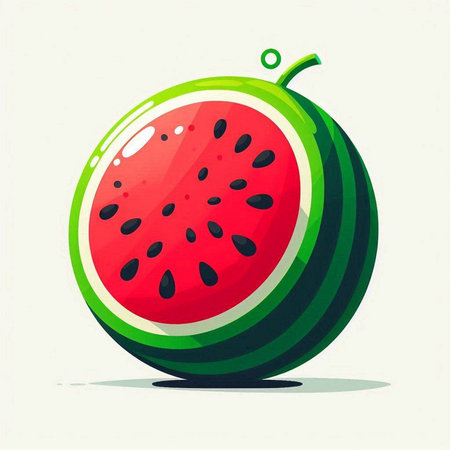 Watermelon icon. Vector illustration of a watermelon on a white background.のイラスト素材