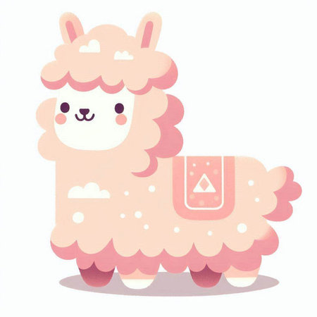 Cute alpaca. Vector illustration in a flat style.のイラスト素材