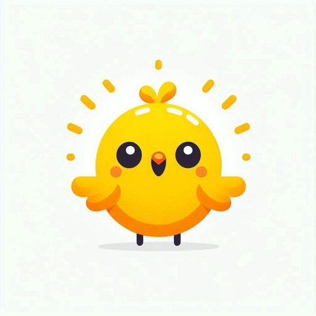Cute yellow chicken isolated on a white background. Vector illustration.のイラスト素材