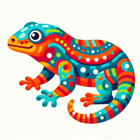 Colorful lizard isolated on white background. Hand drawn vector illustration.のイラスト素材