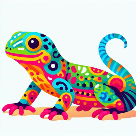 Colorful lizard on a white background. Hand drawn vector illustration.のイラスト素材