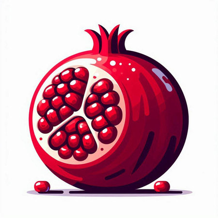 Pomegranate fruit isolated on a white background. Vector illustration.のイラスト素材