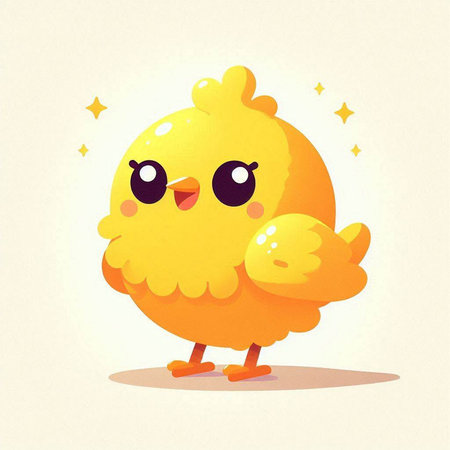 Cute little chicken cartoon vector illustration. Happy easter card.のイラスト素材