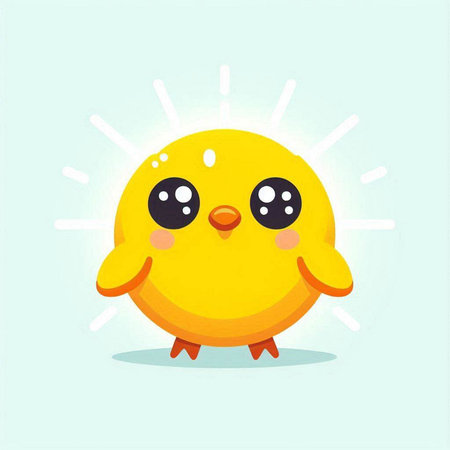 Cute cartoon chicken. Vector illustration of a funny yellow chicken.のイラスト素材