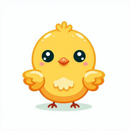 Cute little yellow chicken isolated on white background. Vector illustration.のイラスト素材