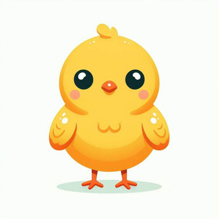 Cute yellow chicken isolated on white background. Vector cartoon illustration.のイラスト素材