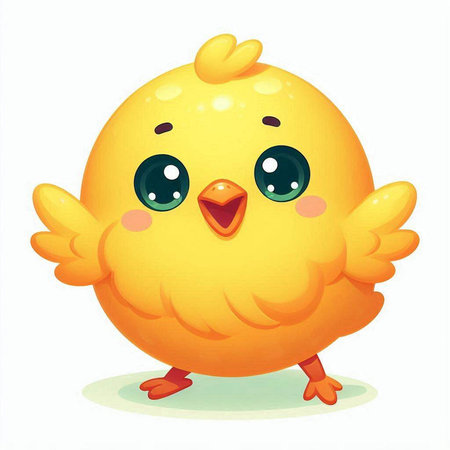 Cute little yellow chicken isolated on white background. Vector illustration.のイラスト素材