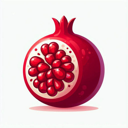 Pomegranate fruit on a white background. Vector illustration.のイラスト素材