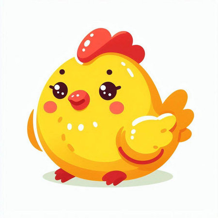 Cute cartoon chicken character. Vector illustration isolated on white background.のイラスト素材