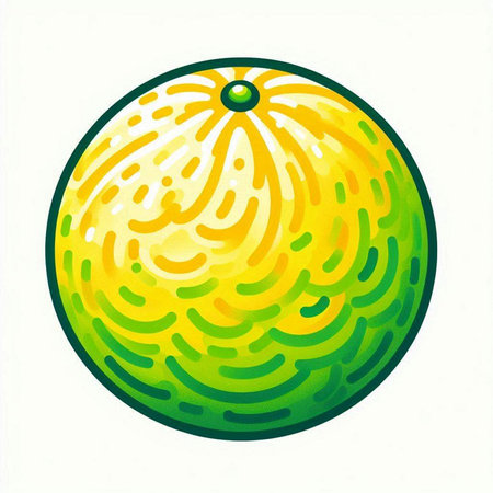 Watercolor illustration of a melon on a white background. Hand-drawn illustration.のイラスト素材