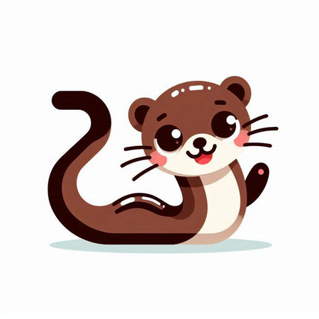 Cute cartoon otter isolated on white background. Vector illustration.のイラスト素材