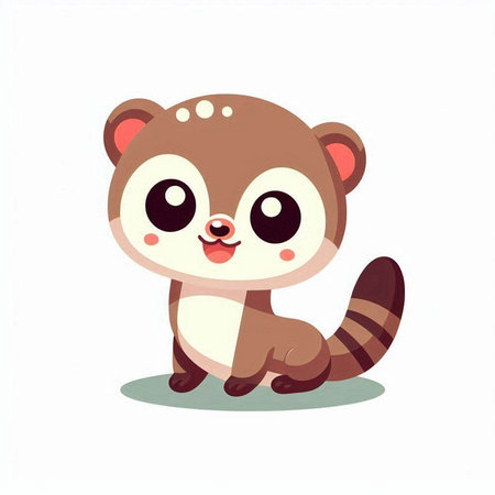 Cute cartoon raccoon. Vector illustration isolated on white background.のイラスト素材