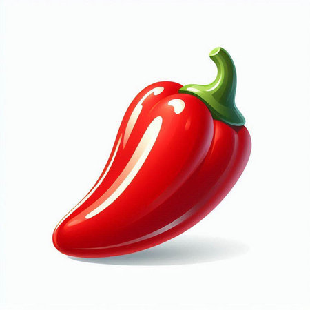 Red hot chili pepper isolated on white background. Realistic vector illustration.のイラスト素材