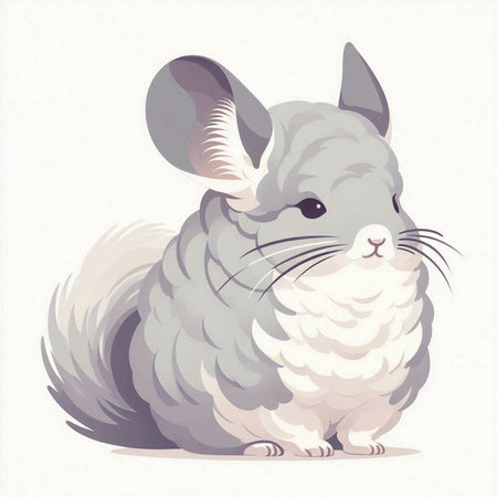 Gray chinchilla isolated on a white background. Vector illustration.のイラスト素材