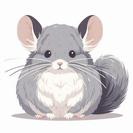 Gray chinchilla isolated on a white background. Vector illustration.のイラスト素材
