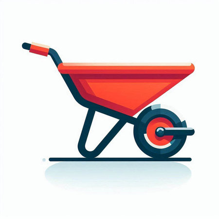 Red wheelbarrow isolated on a white background. Vector illustration.のイラスト素材