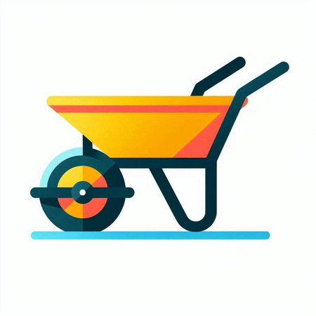 Wheelbarrow icon. Flat illustration of wheelbarrow vector icon for web designのイラスト素材