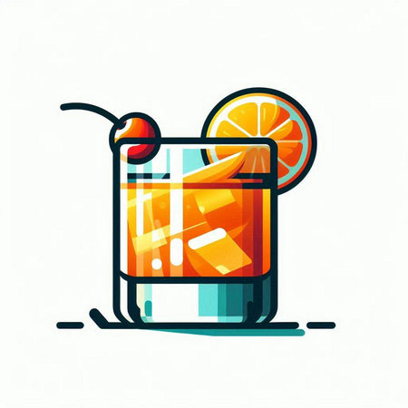 Cocktail with orange slice on white background. Vector illustration.のイラスト素材