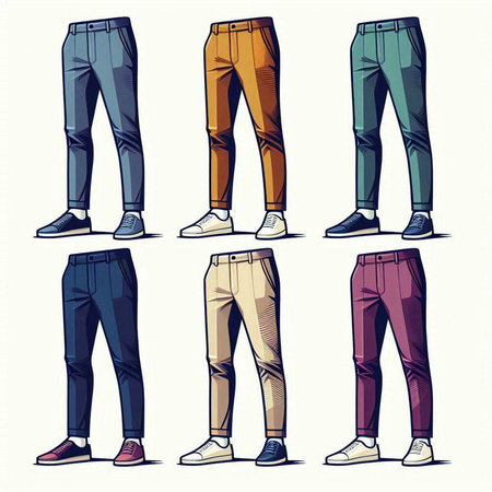 Set of men's jeans. Vector illustration in a sketch style.のイラスト素材